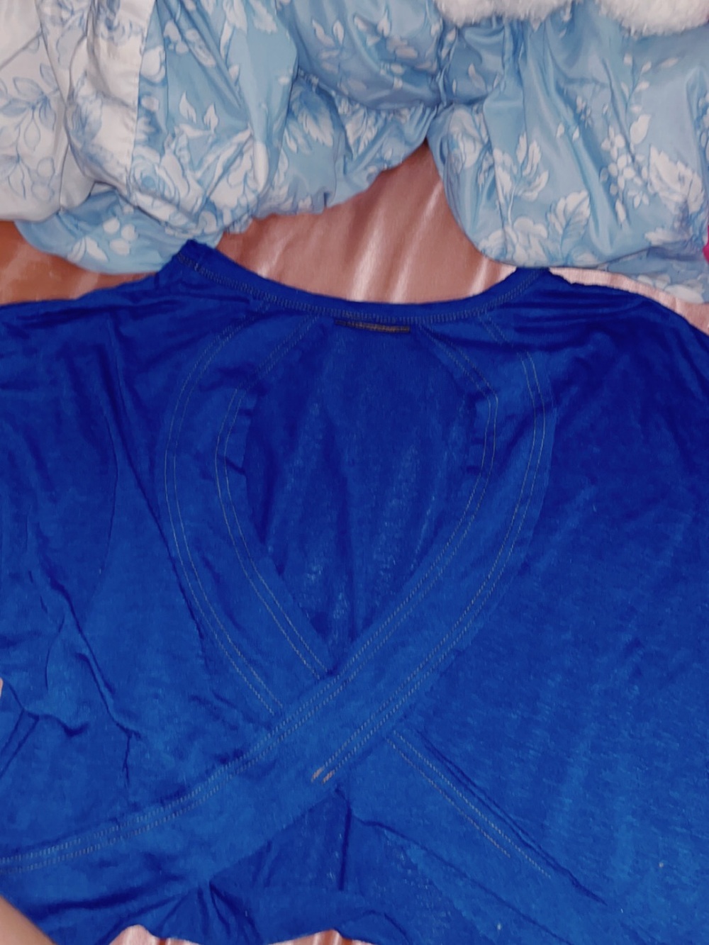 Free People Blue Crop Top with Crisscross Back